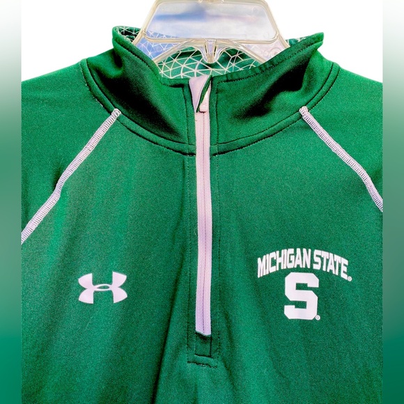 Men’s Michigan State Under Armour Heatgear 1/4 Zip Long Sleeve Pullover | Sz Med - Picture 7 of 12
